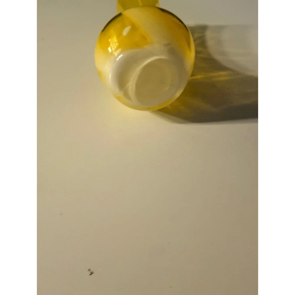 Hand blown yellow and white swirl bud vase